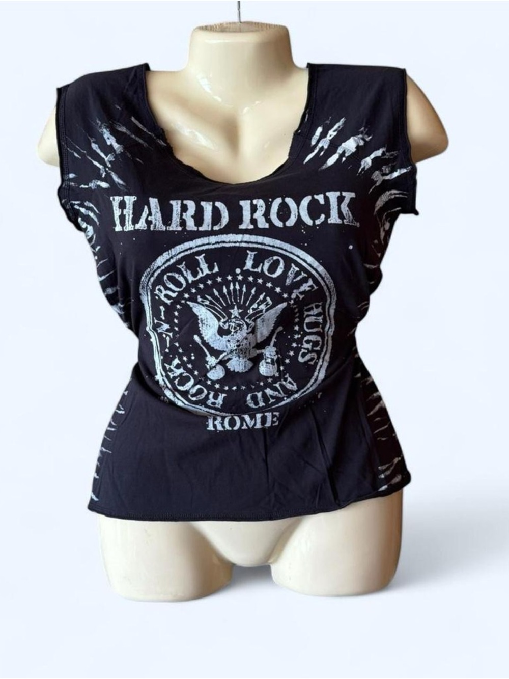 Hard Rock Cafe Black Tee with White Logo Print